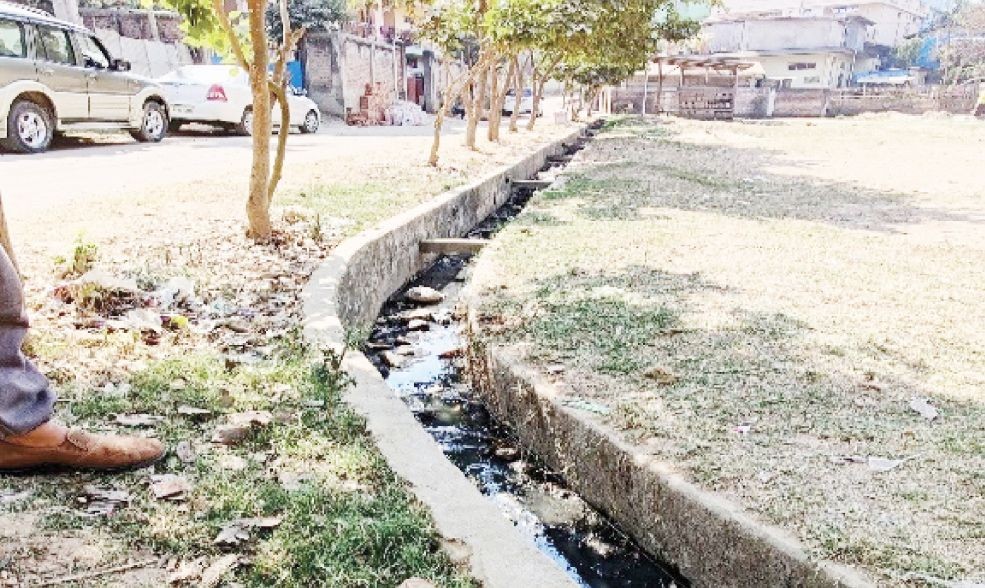 Drainage constructed at Signal Angami village, Dimapur, which was one of the few drainages that was constructed under the Swachh Bharat Mission during the audit visit of the CAG.